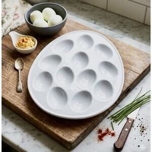Bia Cordon Bleu Egg Plate Dish White Deviled Egg Serving Plate, EUC